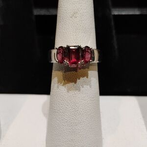 Designer sterling silver garnet ring NWT